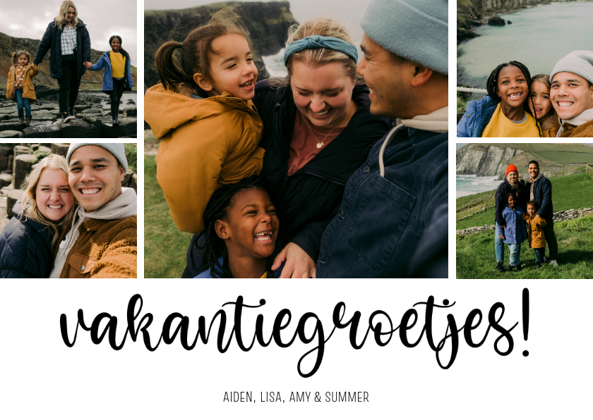 Fotokaart vakantiegroetjes geschreven 5 foto's - Fotokaarten Fotokaarten - Fotokaart vakantiegroetjes geschreven 5 foto's
