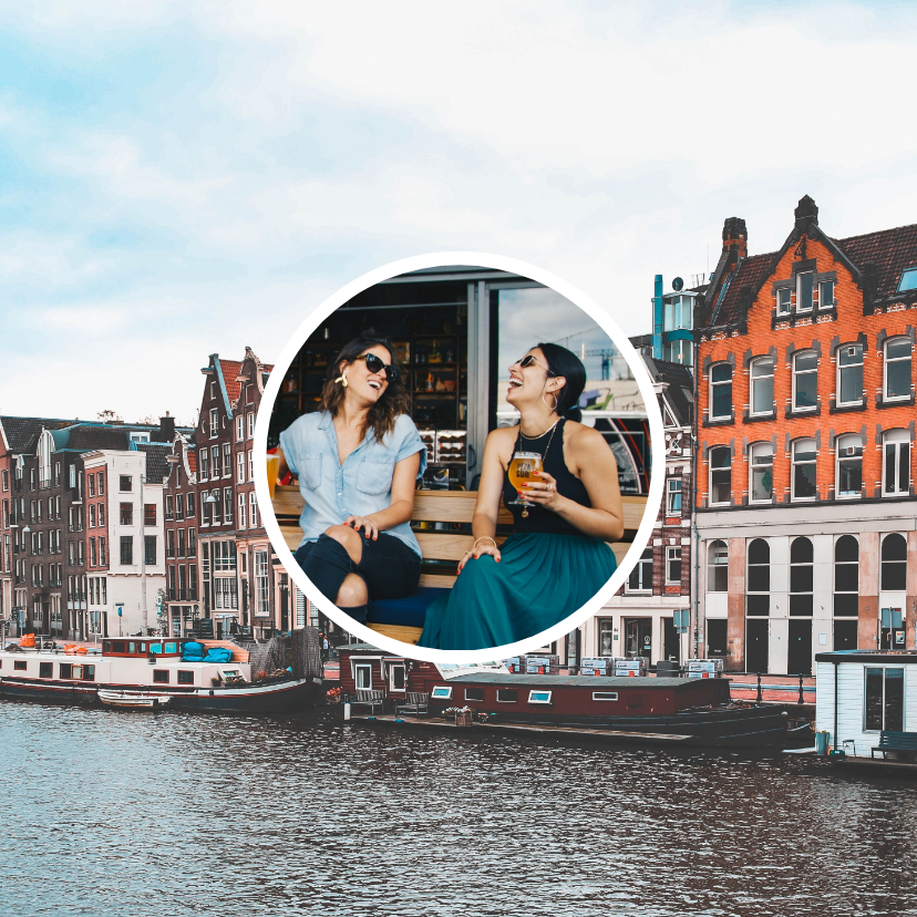 Fotokaart vierkant 2 foto's met cirkel - Fotokaarten Fotokaarten - Fotokaart vierkant 2 foto's met cirkel