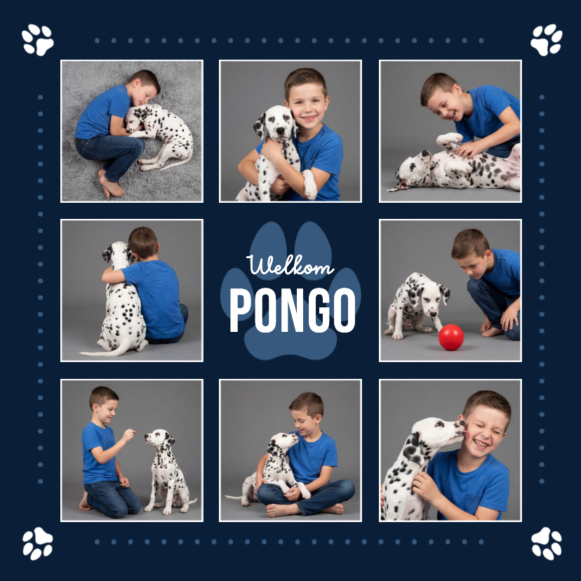 Fotokaarten - Fotokaart welkom hond puppy aankondiging