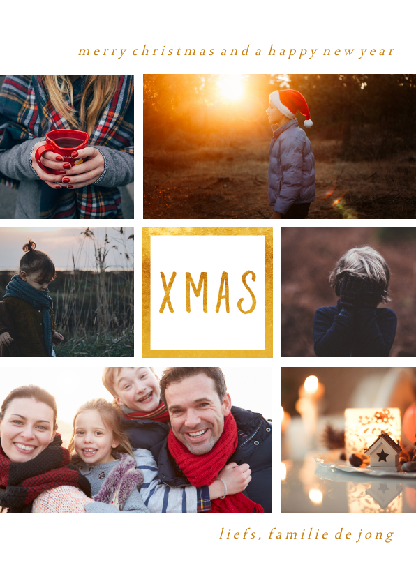 Fotokaart 'XMAS' met 6 foto's - Fotokaarten Fotokaarten - Fotokaart 'XMAS' met 6 foto's