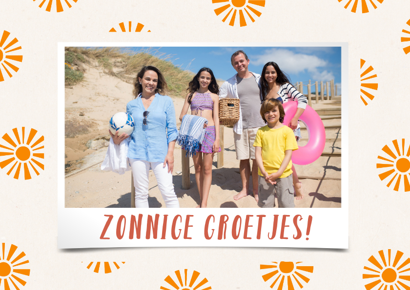 Fotokaart zonnige groetjes met zonnetjes - Fotokaarten Fotokaarten - Fotokaart zonnige groetjes met zonnetjes
