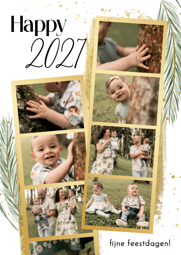 Fotokaartje gouden fotostrip happy 2027 takjes - Fotokaarten Fotokaarten - Fotokaartje gouden fotostrip happy 2027 takjes