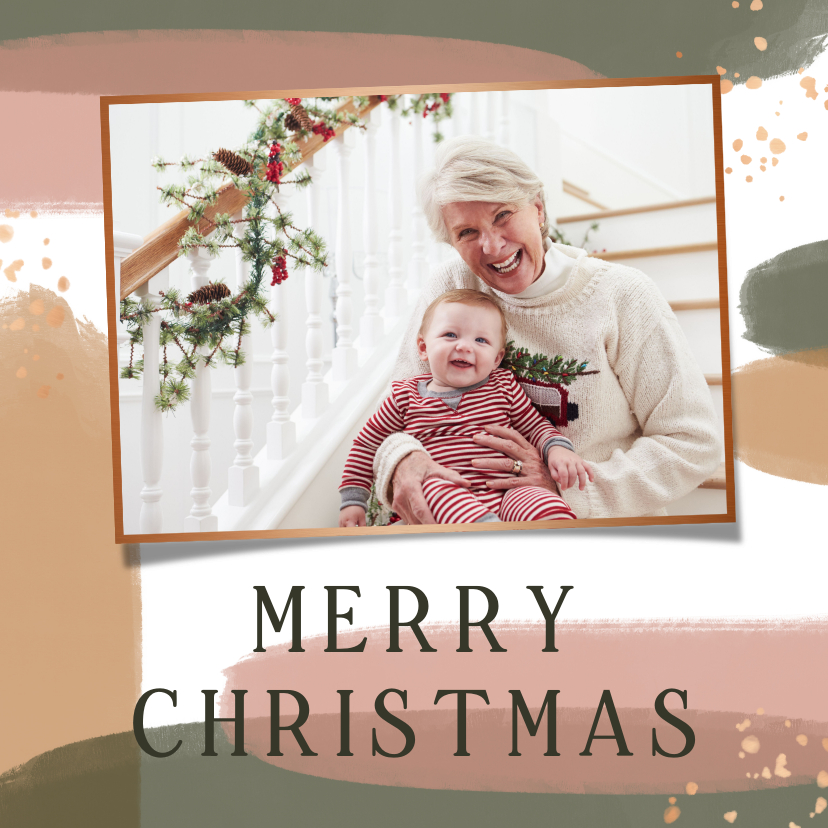 Fotokaartje kerst met waterverf en foto - Fotokaarten Fotokaarten - Fotokaartje kerst met waterverf en foto