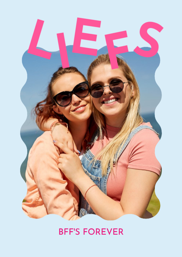 Fotokaartje modern met speelse letters liefs bff - Fotokaarten Fotokaarten - Fotokaartje modern met speelse letters liefs bff