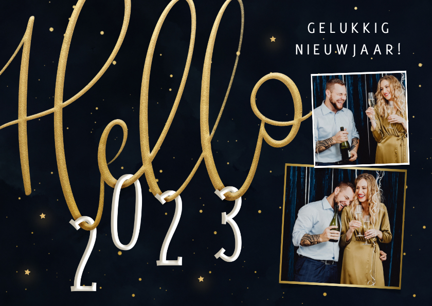 Fotokaartje nieuwjaar 'Hello 2023' - Fotokaarten Fotokaarten - Fotokaartje nieuwjaar 'Hello 2023'