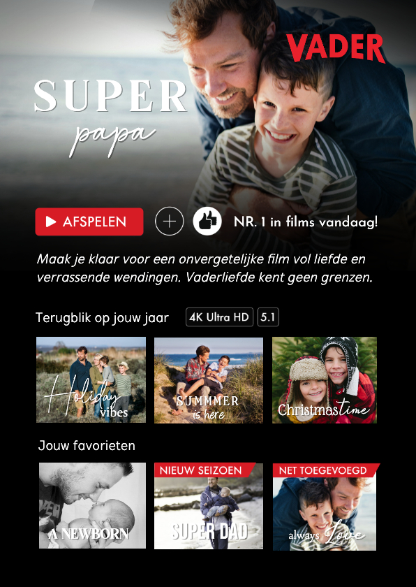Grappige fotokaart vaderdag in een tv streamingdienst opmaak - Fotokaarten Fotokaarten - Grappige fotokaart vaderdag in een tv streamingdienst opmaak