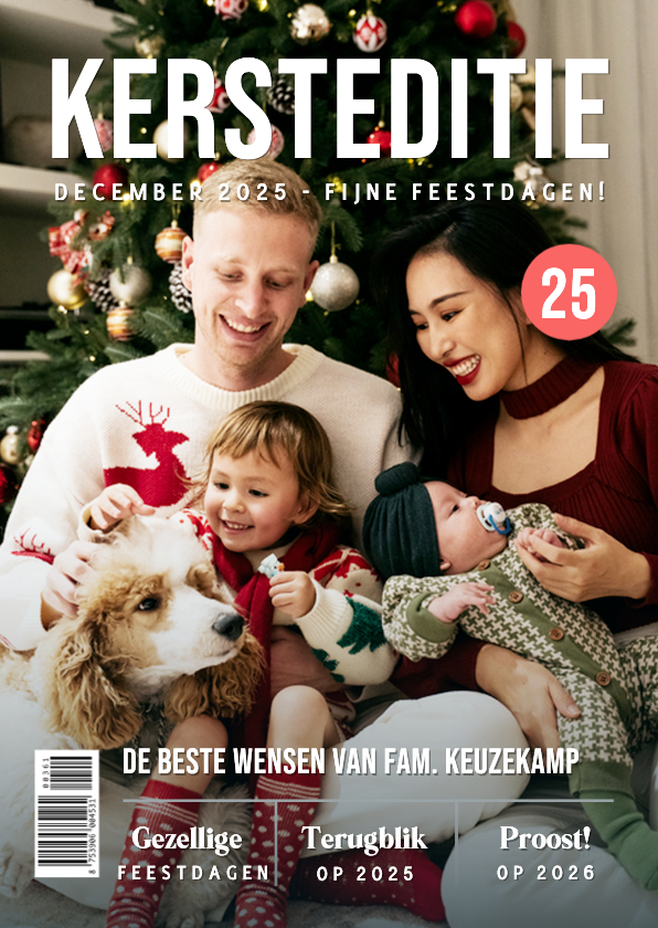 Fotokaarten - Grappige kerstkaart met foto in tijdschrift stijl