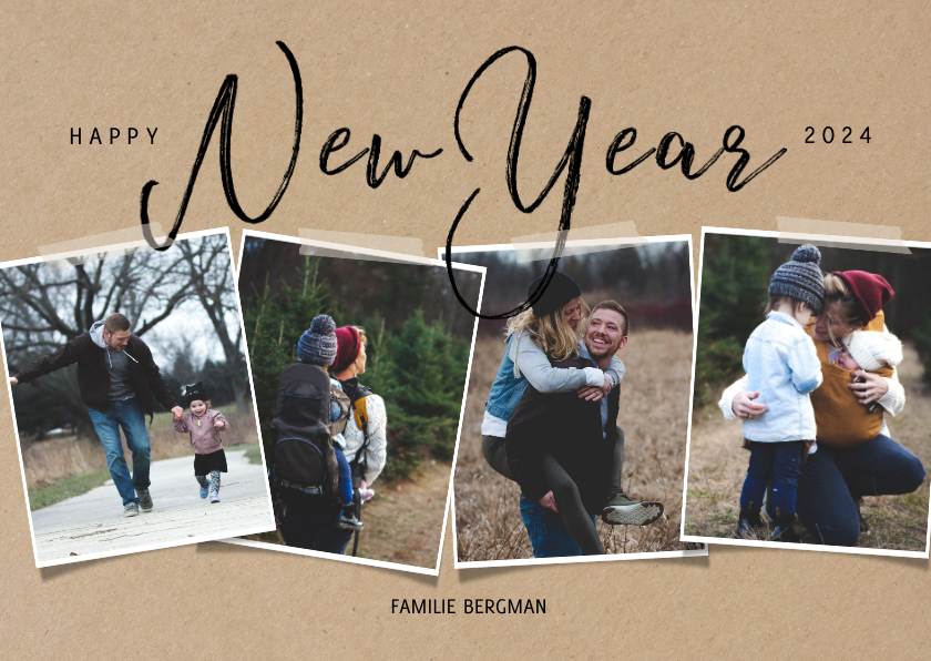 Fotokaarten - Hippe fotocollage kaart met happy new year