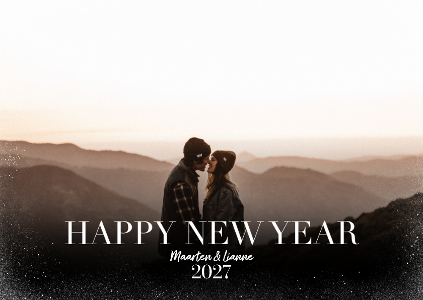 Hippe fotokaart in kerstsfeer met happy new year 2027 - Fotokaarten Fotokaarten - Hippe fotokaart in kerstsfeer met happy new year 2027