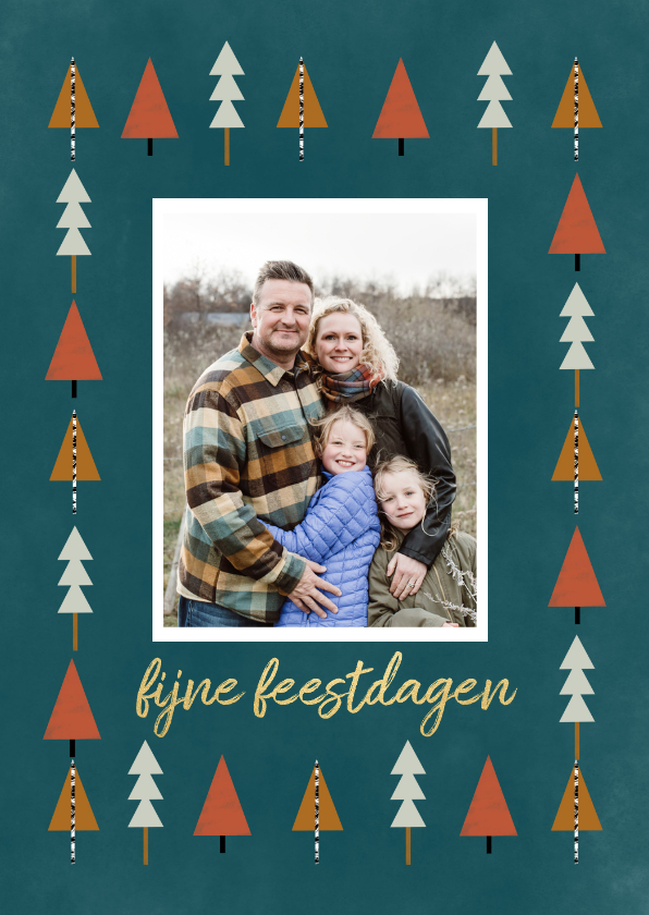 Hippe fotokaart met kerstbomen illustratie - Fotokaarten Fotokaarten - Hippe fotokaart met kerstbomen illustratie