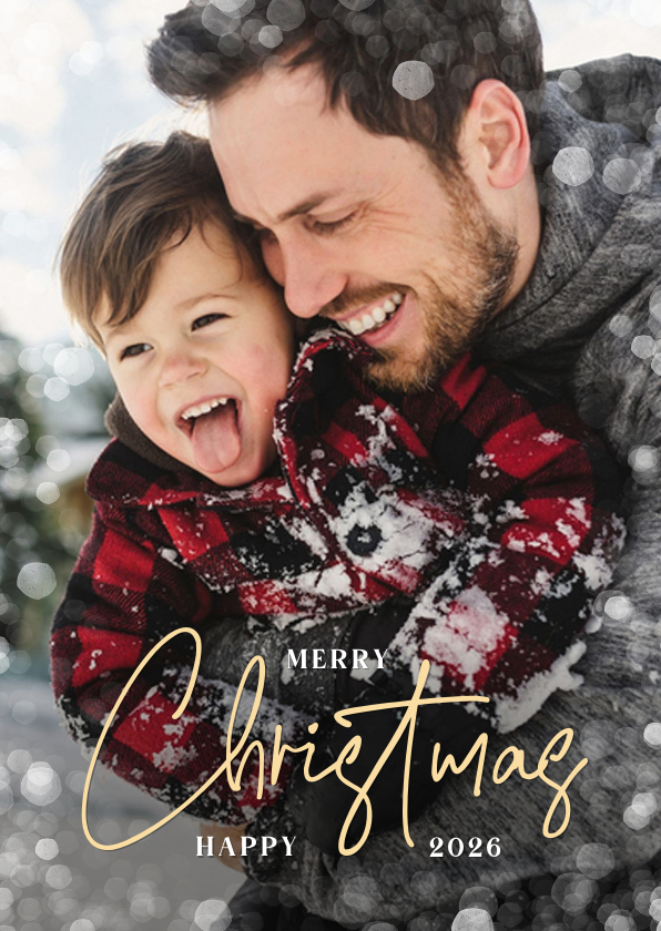 Hippe staande fotokaart met 1 grote foto en Christmas - Fotokaarten Fotokaarten - Hippe staande fotokaart met 1 grote foto en Christmas