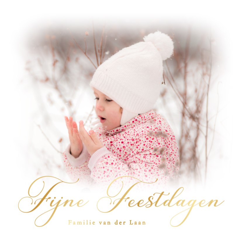 Klassieke fotokaart en gouden typografie fijne feestdagen - Fotokaarten Fotokaarten - Klassieke fotokaart en gouden typografie fijne feestdagen