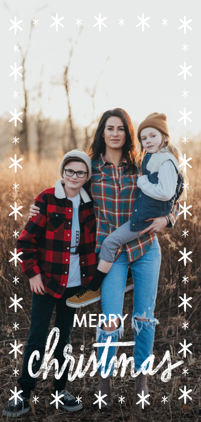 Fotokaarten - Lange fotokaart met sterren en christmas wens