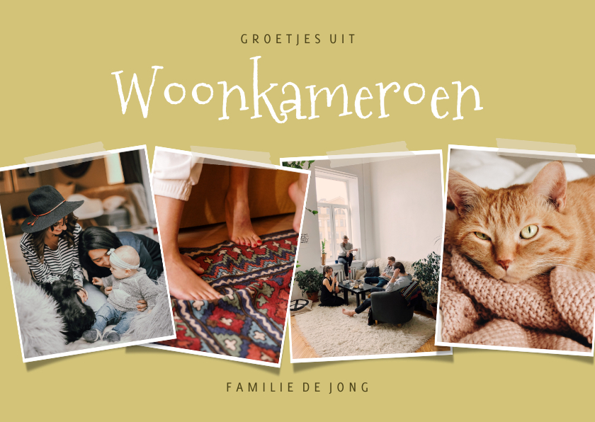 Fotokaarten - Leuke fotokaart collage 'groetjes uit Woonkameroen'