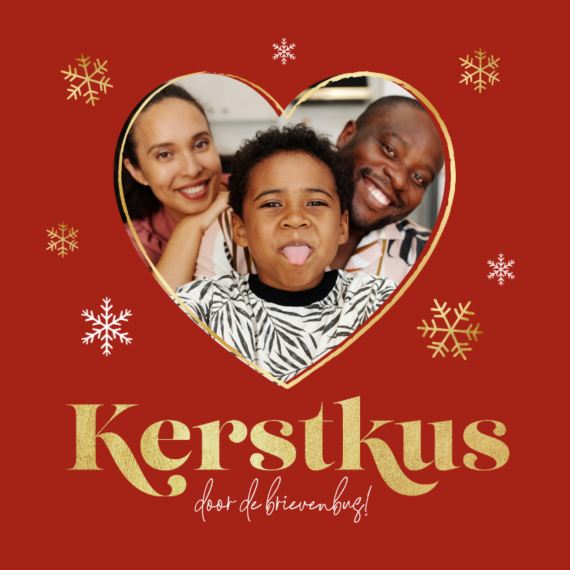 Liefdevolle fotokaart hartje goud sneeuw kerstkus foto - Fotokaarten Fotokaarten - Liefdevolle fotokaart hartje goud sneeuw kerstkus foto