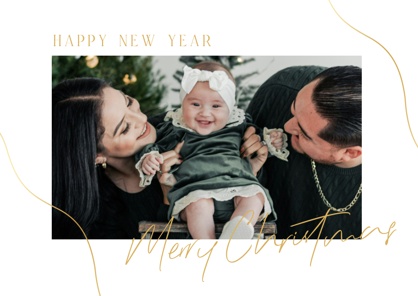 Minimalistisch fotokaartje met foto en gouden lijntjes - Fotokaarten Fotokaarten - Minimalistisch fotokaartje met foto en gouden lijntjes
