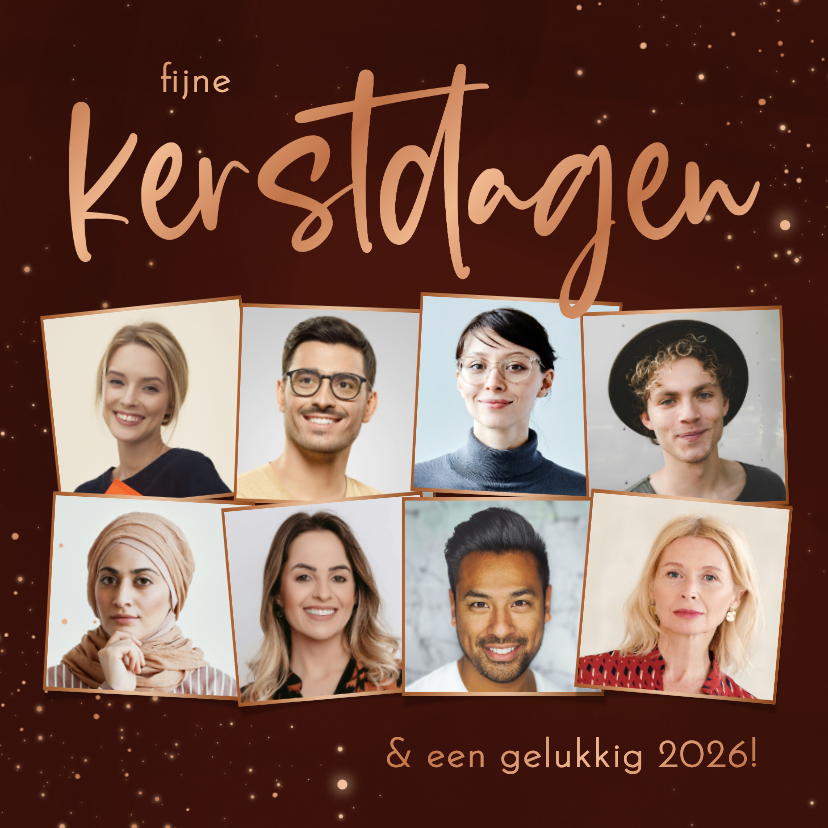 Fotokaarten - Rode foto kerstkaart zakelijk met fotocollage fijne kerst