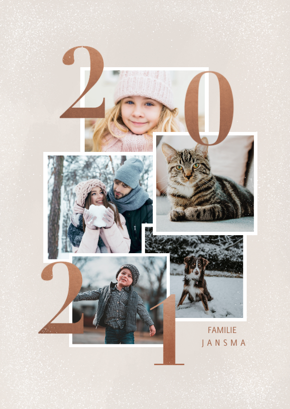 Stijlvolle fotokaart in kerstsfeer met 2020 - Fotokaarten Fotokaarten - Stijlvolle fotokaart in kerstsfeer met 2020