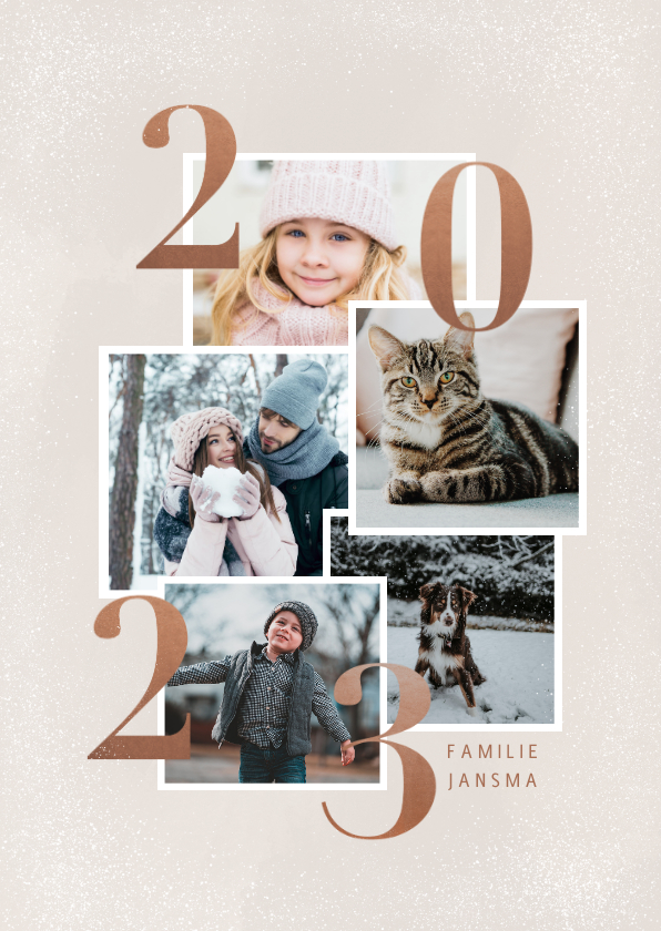 Stijlvolle fotokaart in kerstsfeer met 2023 - Fotokaarten Fotokaarten - Stijlvolle fotokaart in kerstsfeer met 2023