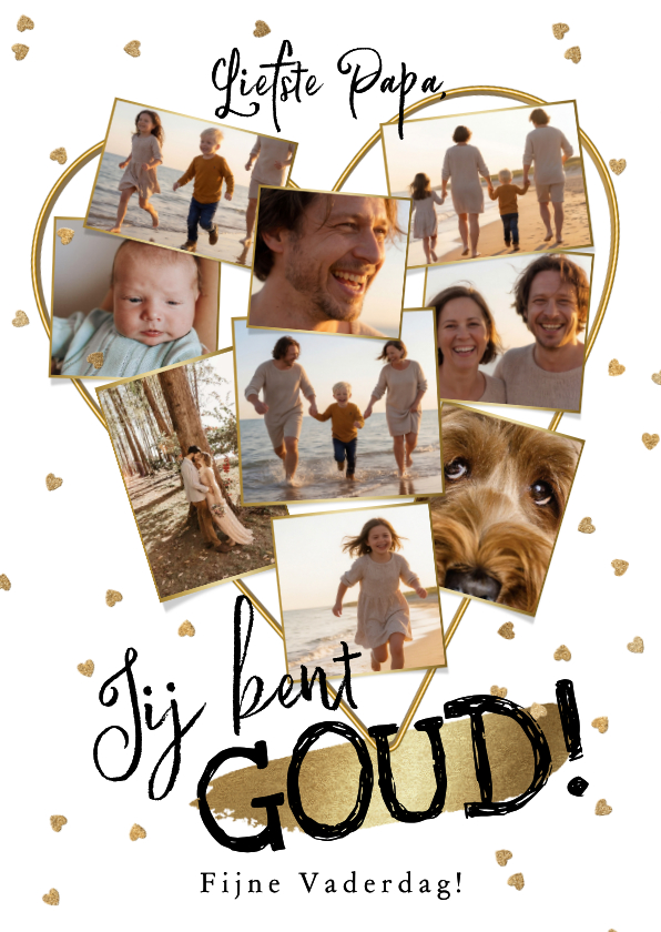 Trendy fotokaart vaderdag liefste papa collage hart goud - Fotokaarten Fotokaarten - Trendy fotokaart vaderdag liefste papa collage hart goud