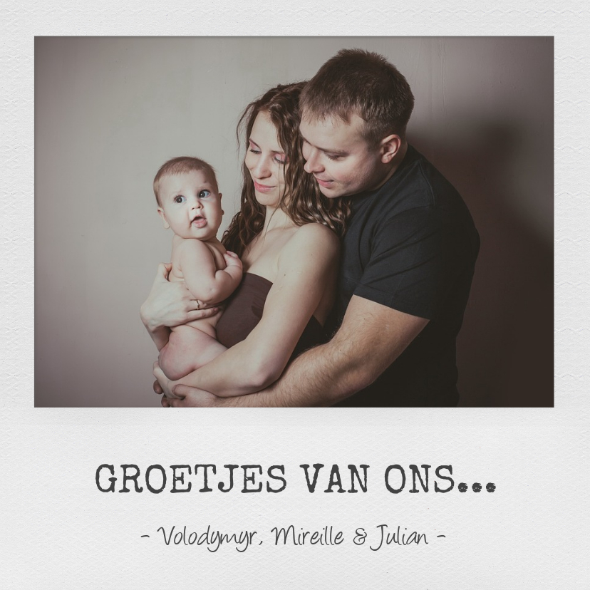 Fotokaarten - Vierkante ouderwets kader fotokaart met eigen tekst
