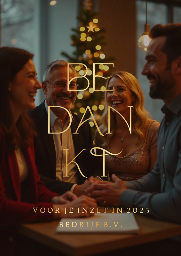 Zakelijke kerstkaart grote foto bedankt transparant - Fotokaarten Fotokaarten - Zakelijke kerstkaart grote foto bedankt transparant