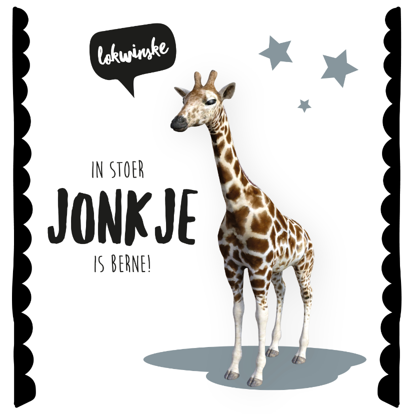 Felicitatiekaart geboorte zoon giraffe Frysk - Fryske kaartsjes Fryske kaartsjes - Felicitatiekaart geboorte zoon giraffe Frysk