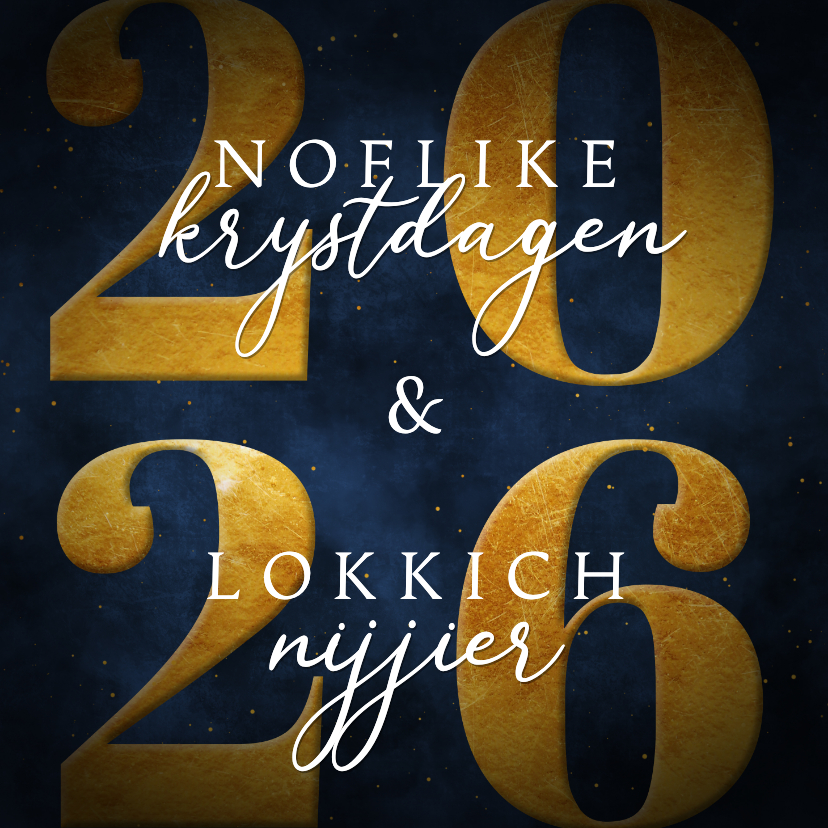 Fries kerstkaartje donkerblauw met 2026 - Fryske kaartsjes Fryske kaartsjes - Fries kerstkaartje donkerblauw met 2026