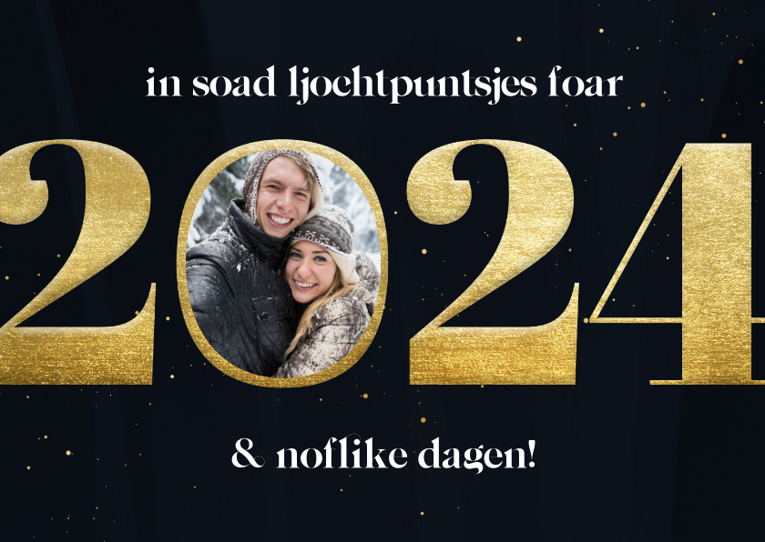 Fryske kaartsjes - Nieuwjaarskaartje Fries 'in soad ljochtpuntsjes foar 2024'