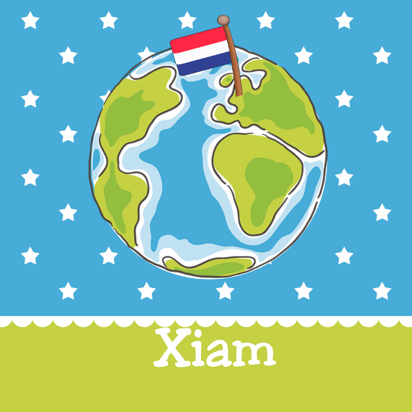 Adoptiekaartje wereldbol jongen - Geboortekaartjes Geboortekaartjes - Adoptiekaartje wereldbol jongen