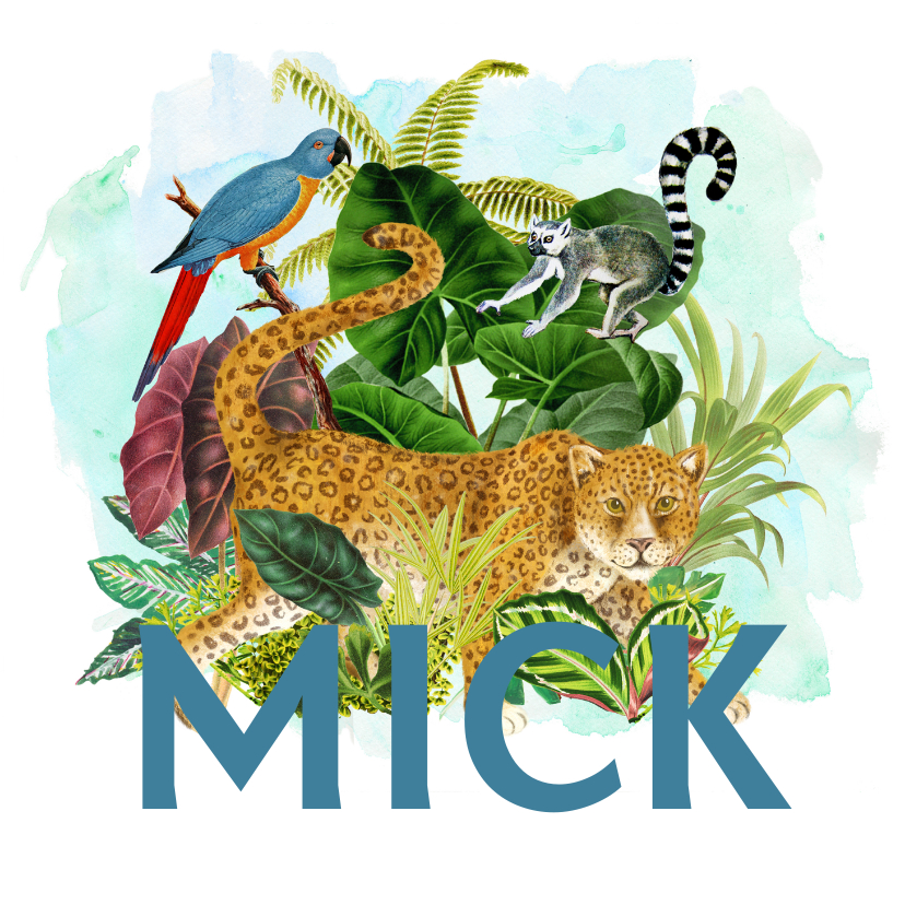 Avontuurlijk jungle geboortekaartje met panter - Geboortekaartjes Geboortekaartjes - Avontuurlijk jungle geboortekaartje met panter