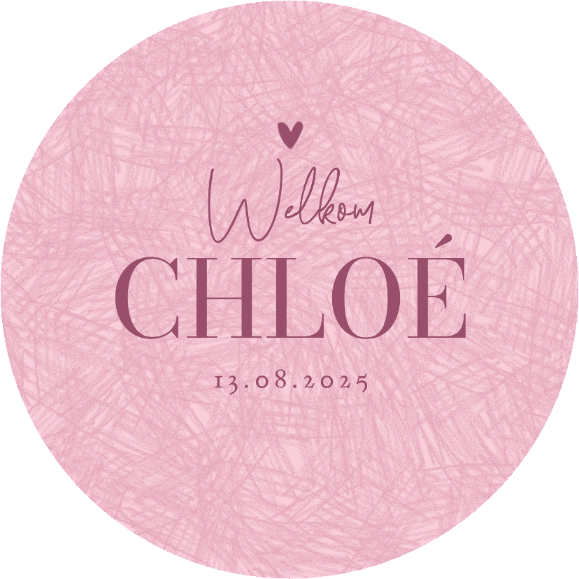 Cirkelkaart geboortekaartje meisje rond potlood effect roze - Geboortekaartjes Geboortekaartjes - Cirkelkaart geboortekaartje meisje rond potlood effect roze