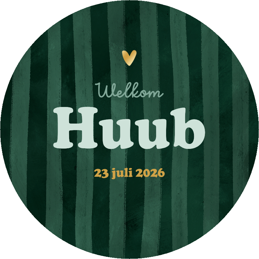 Geboortekaartjes - Cirkelkaart geboortekaartje stoer gestreept hip groen