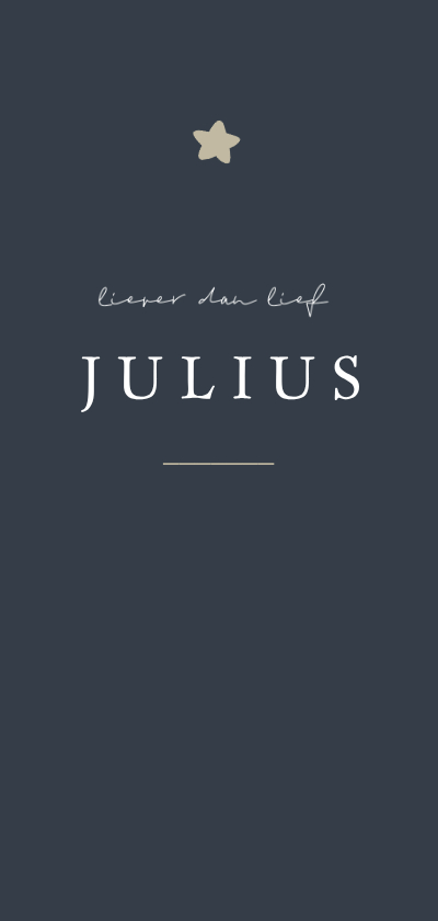 Donkerblauw minimalistisch geboortekaartje met bruine ster - Geboortekaartjes Geboortekaartjes - Donkerblauw minimalistisch geboortekaartje met bruine ster