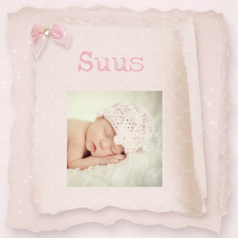 fotokaart vintage papier meisje - Geboortekaartjes Geboortekaartjes - fotokaart vintage papier meisje