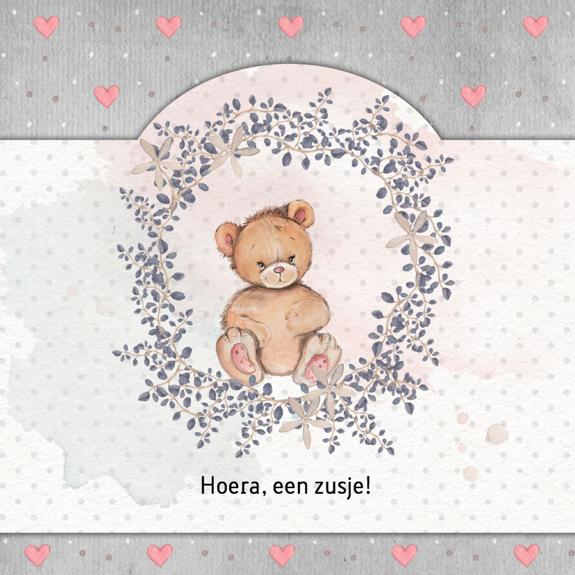Geboorte beer, zusje, 3e kindje - Geboortekaartjes Geboortekaartjes - Geboorte beer, zusje, 3e kindje