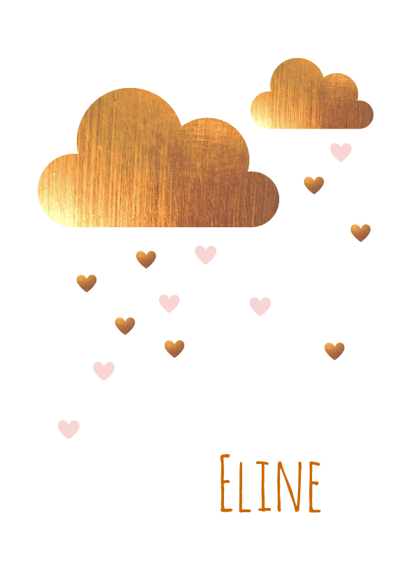 Geboorte - Goud, wolk, roze - Geboortekaartjes Geboortekaartjes - Geboorte - Goud, wolk, roze