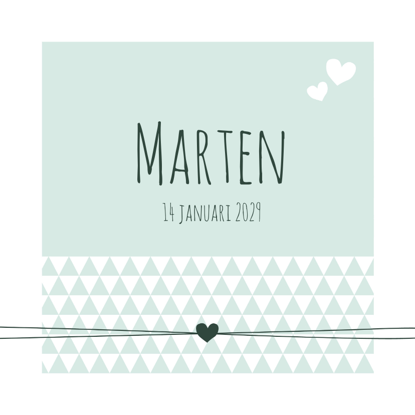 Geboorte - Groen, driehoek, hart - Geboortekaartjes Geboortekaartjes - Geboorte - Groen, driehoek, hart