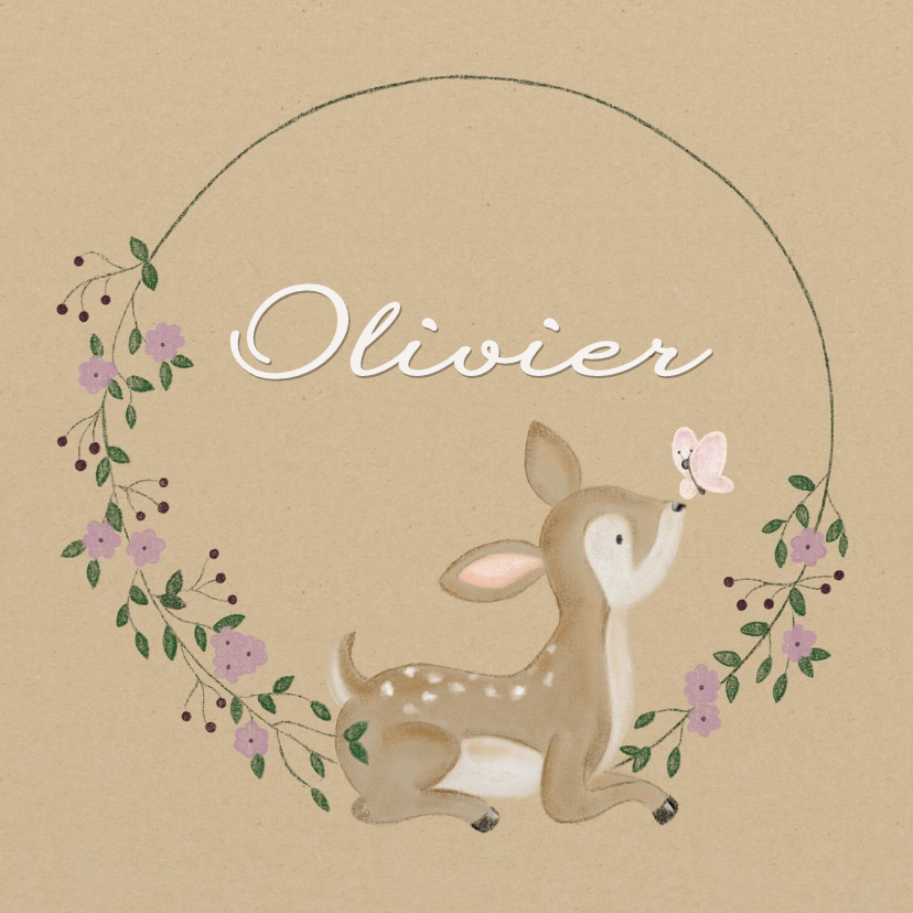 Geboorte Hertje Bloemen - Geboortekaartjes Geboortekaartjes - Geboorte Hertje Bloemen