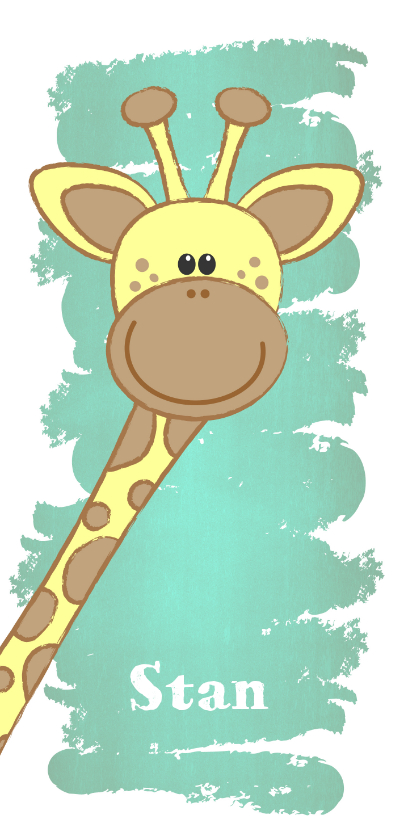 Geboortekaartjes - Geboorte hip dubbel langwerpig kaartje met lief girafje 