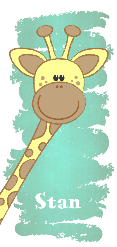 Geboorte hip langwerpig kaartje met een lief girafje - Geboortekaartjes Geboortekaartjes - Geboorte hip langwerpig kaartje met een lief girafje