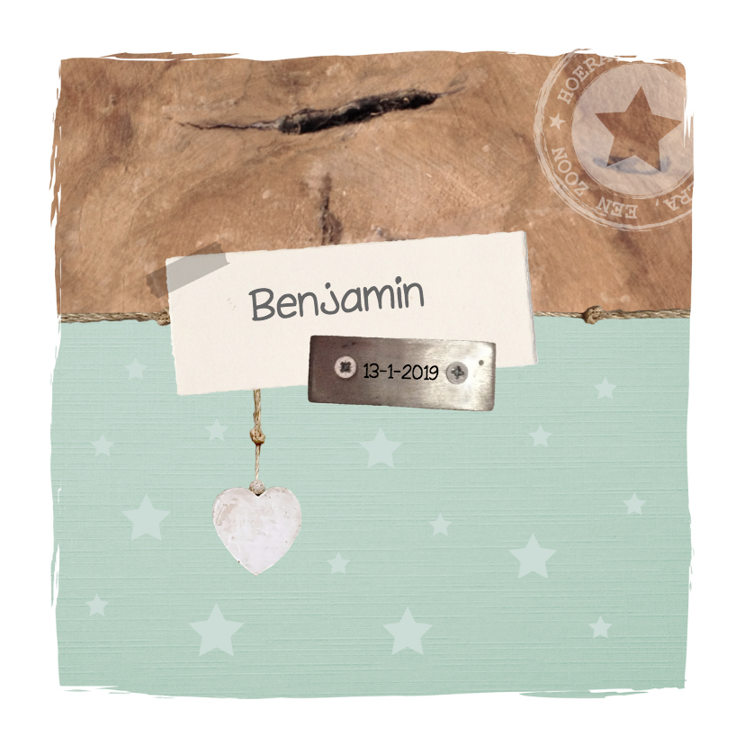 Geboorte - Hout, trendy, jongen - Geboortekaartjes Geboortekaartjes - Geboorte - Hout, trendy, jongen