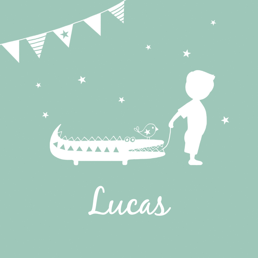 Geboorte jongen groen silhouet Lucas - MW - Geboortekaartjes Geboortekaartjes - Geboorte jongen groen silhouet Lucas - MW