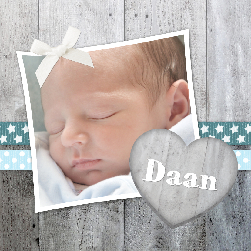 Geboorte Jongen Hout Lint lief - Geboortekaartjes Geboortekaartjes - Geboorte Jongen Hout Lint lief