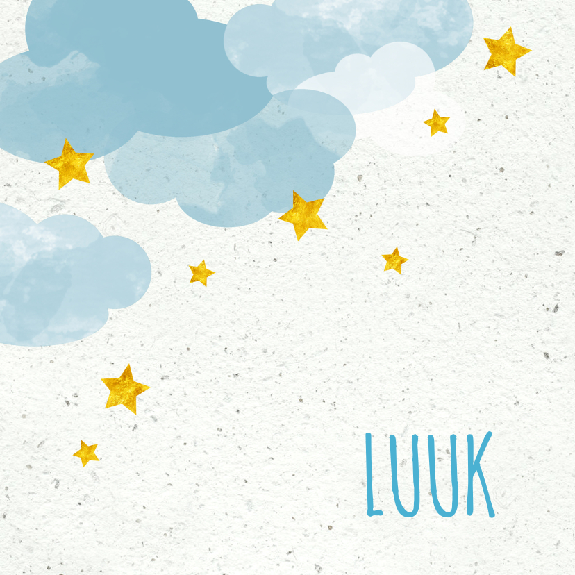 Geboorte jongen in de wolken - Geboortekaartjes Geboortekaartjes - Geboorte jongen in de wolken