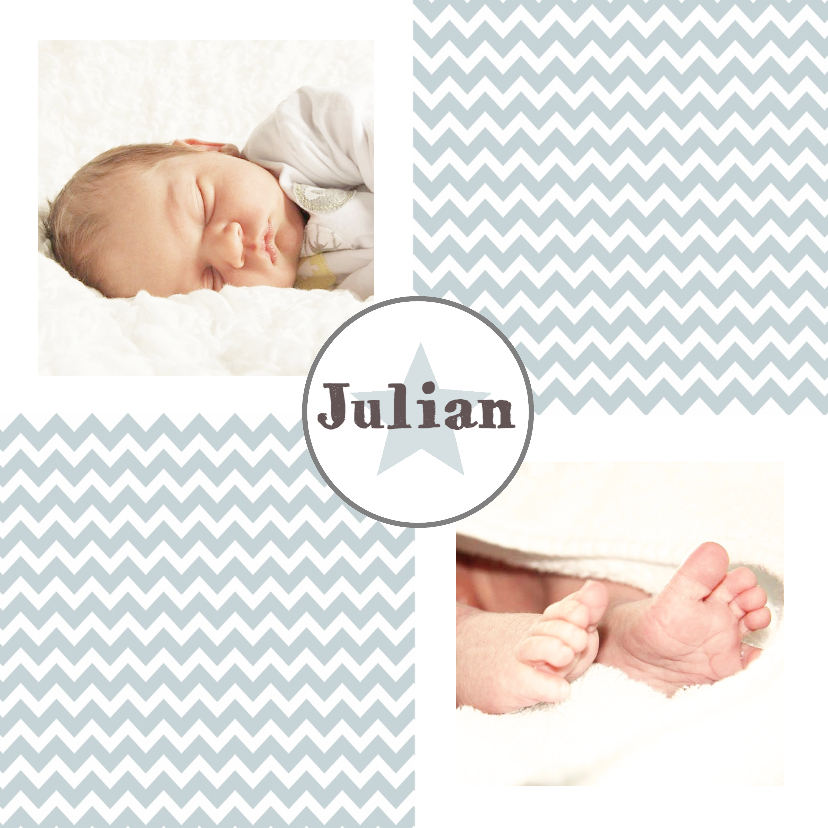 Geboorte Jongen Zigzag foto - WW - Geboortekaartjes Geboortekaartjes - Geboorte Jongen Zigzag foto - WW