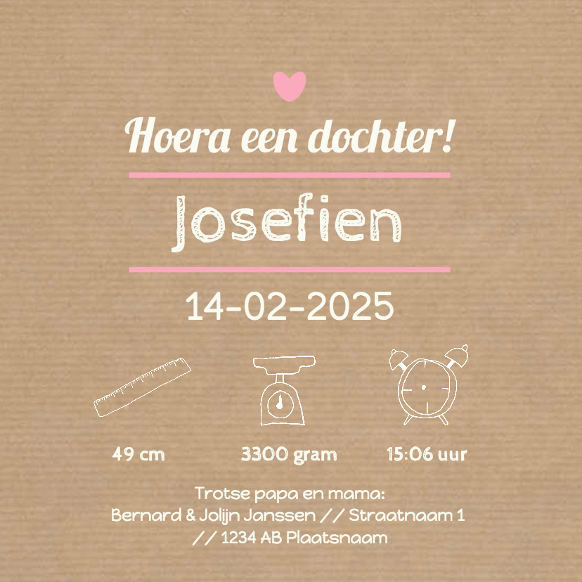 Geboorte kraft meisje doodle-DH - Geboortekaartjes Geboortekaartjes - Geboorte kraft meisje doodle-DH