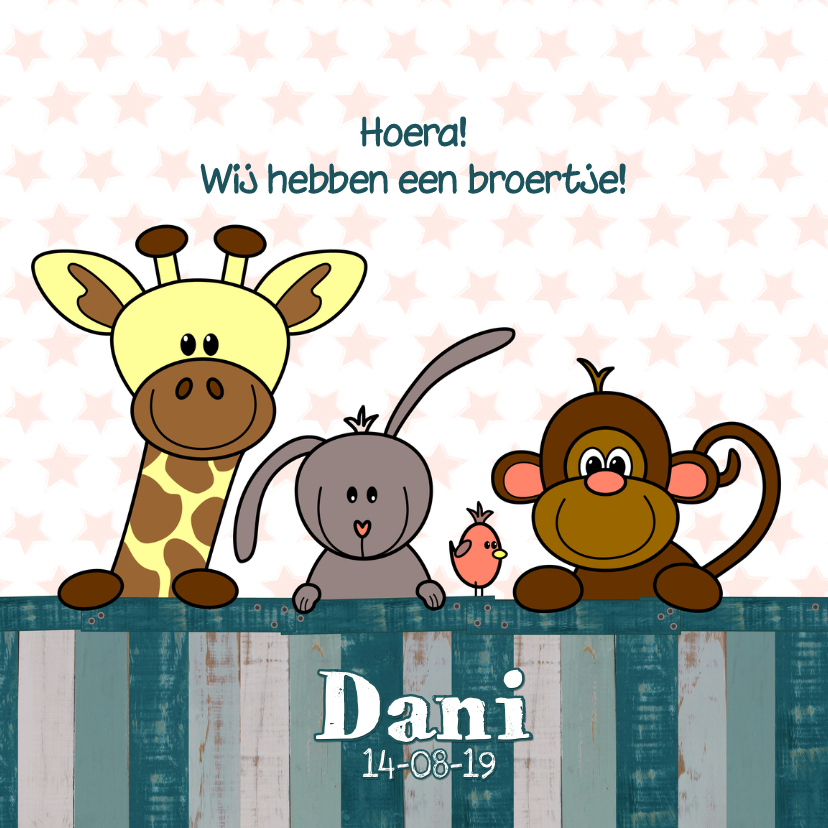 geboorte lief dieren hout - Geboortekaartjes Geboortekaartjes - geboorte lief dieren hout
