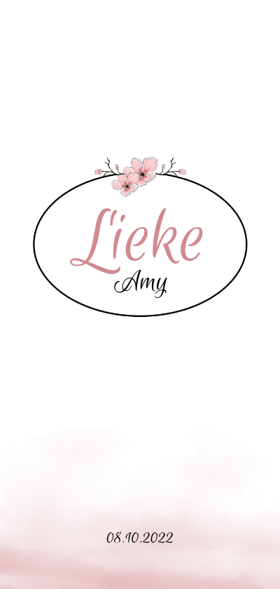 Geboorte Meisje bloem ovaal - Geboortekaartjes Geboortekaartjes - Geboorte Meisje bloem ovaal
