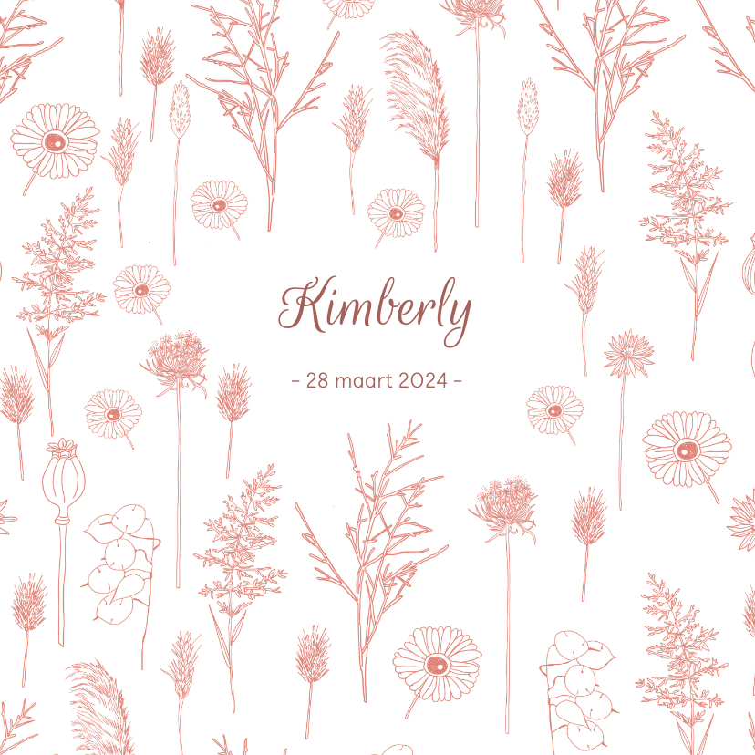 Geboorte meisje droogbloemen pastel - Geboortekaartjes Geboortekaartjes - Geboorte meisje droogbloemen pastel